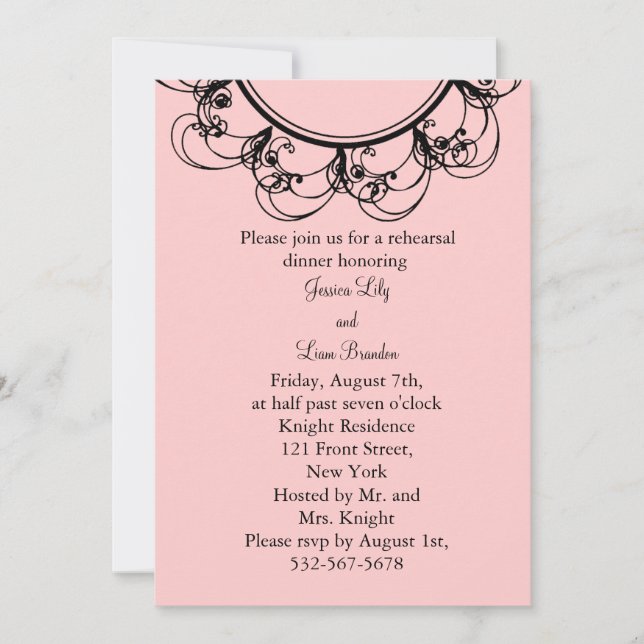 Invitation au dîner de répétition de monogramme (r (Devant)