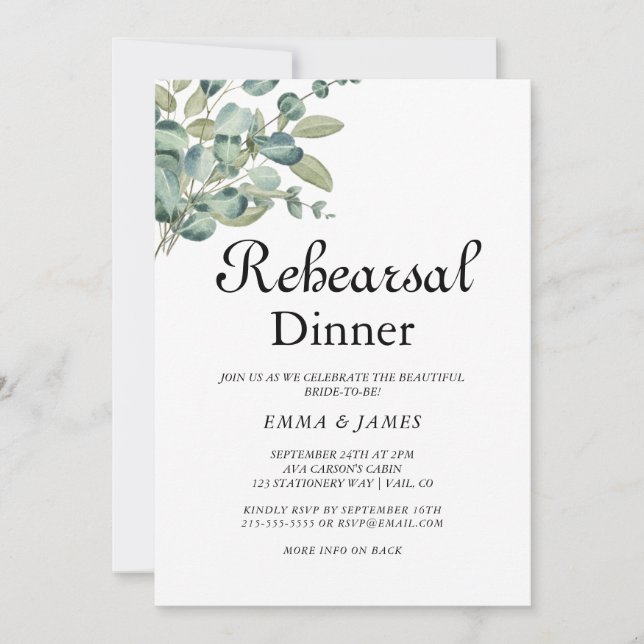 Invitation au dîner de répétition de verdure sophi (Devant)