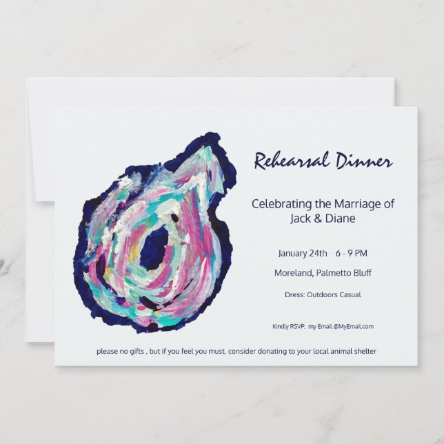 Invitation au dîner de répétition / fête de l'huît (Devant)