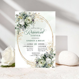 Invitation au dîner de répétition Feuillage Or Ver
