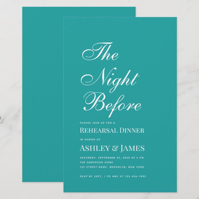 Invitation au dîner de répétition la veille en sar (Devant / Derrière)