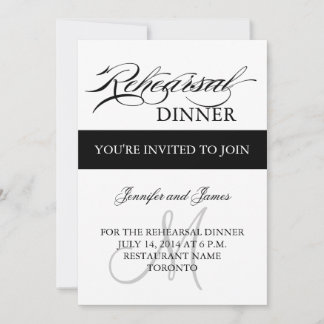 Invitation au dîner de répétition noir blanc