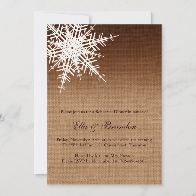 Invitation au dîner de répétition Ombre d'hiver (Devant)