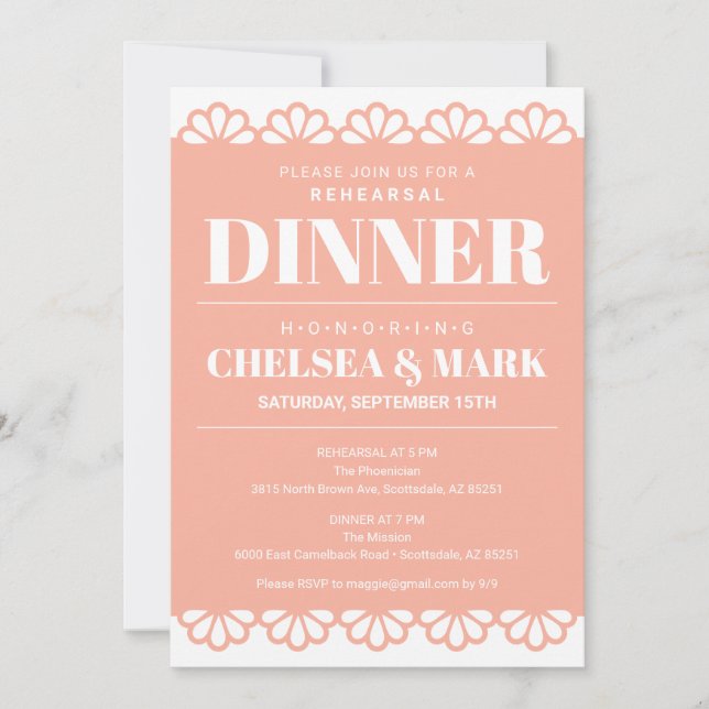 Invitation au dîner de répétition Papel Picado (Devant)