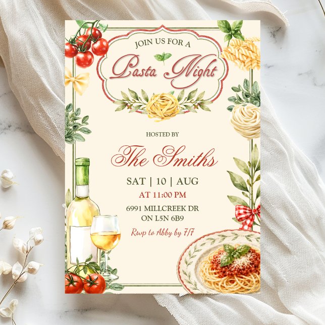 Invitation au dîner de soirée Pâtes Italiennes  (Créateur téléchargé)