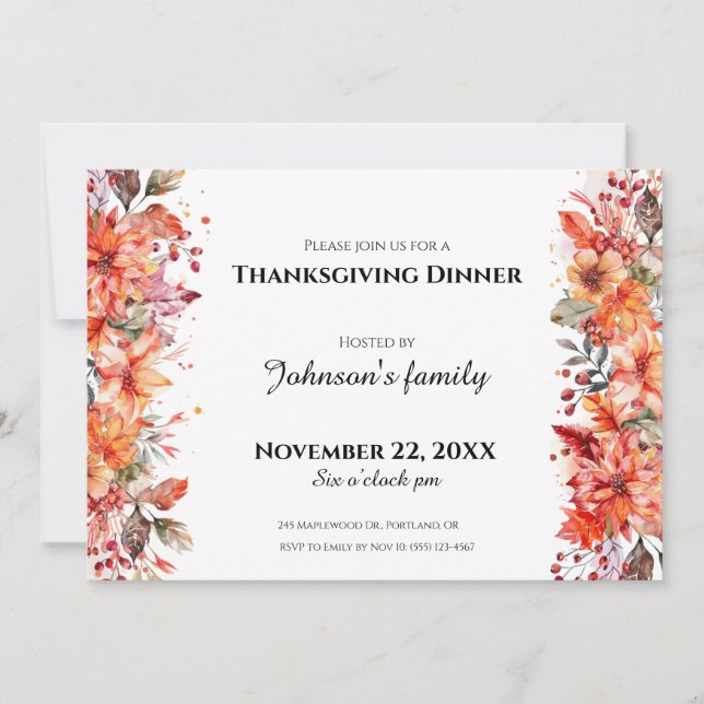 Invitation au dîner de Thanksgiving (Devant)