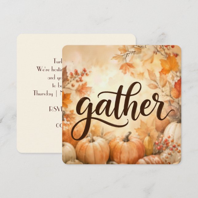 Invitation au dîner de Thanksgiving (Devant / Derrière)