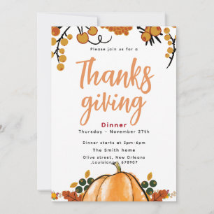 Invitation au dîner de Thanksgiving