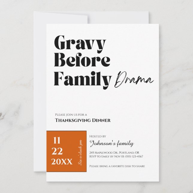 Invitation au dîner de Thanksgiving (Devant)
