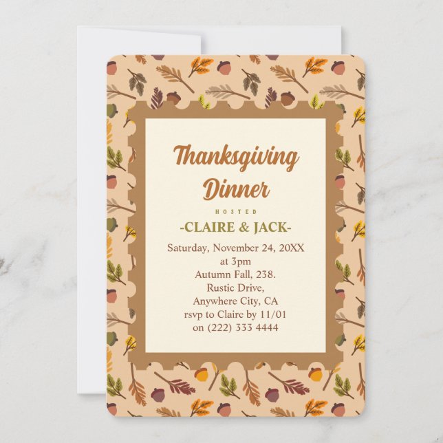 Invitation au dîner de Thanksgiving (Devant)