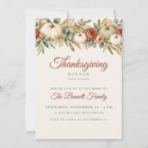 Invitation au dîner de Thanksgiving aquarelle citr