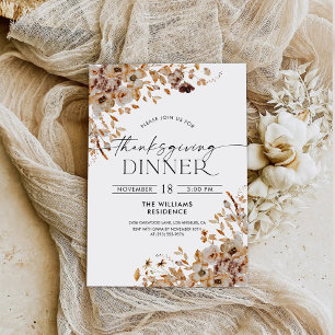 Invitation au dîner de Thanksgiving aux feuilles d