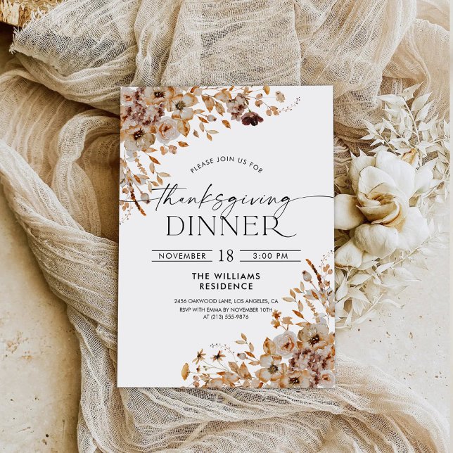 Invitation au dîner de Thanksgiving aux feuilles d (Créateur téléchargé)