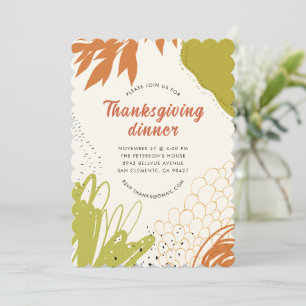 Invitation au dîner de Thanksgiving aux feuilles d