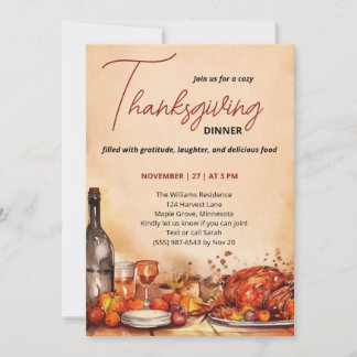 Invitation au dîner de Thanksgiving avec Fête d'Au