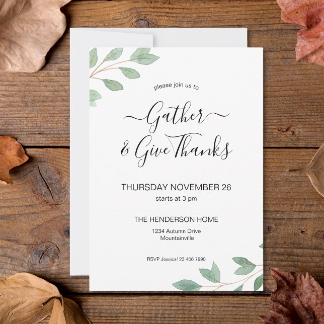 Invitation au dîner de Thanksgiving avec feuillage (Créateur téléchargé)