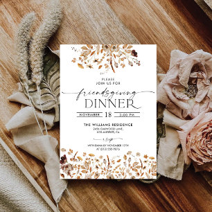Invitation au dîner de Thanksgiving avec feuilles