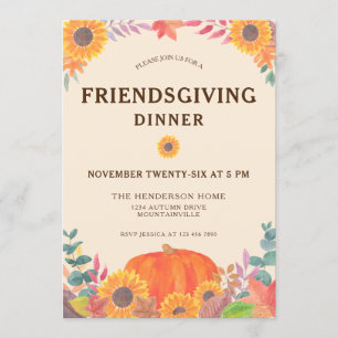 Invitation au dîner de Thanksgiving avec tournesol