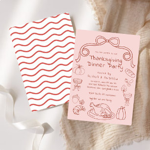 Invitation au dîner de Thanksgiving avec un nœud p