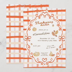 Invitation au dîner de Thanksgiving Carreaux ora