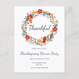 Invitation au dîner de Thanksgiving Couronne de re