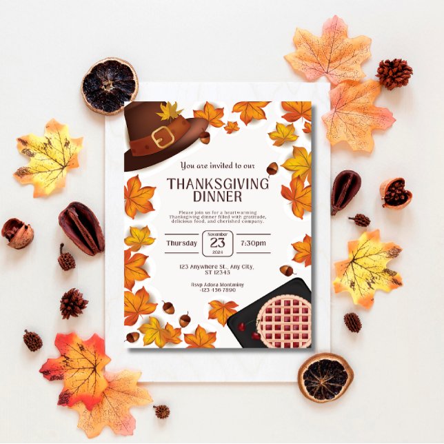 Invitation au dîner de Thanksgiving d'automne oran (Créateur téléchargé)