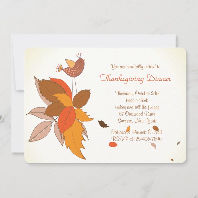 Invitation au dîner de Thanksgiving de l'automne (Devant)