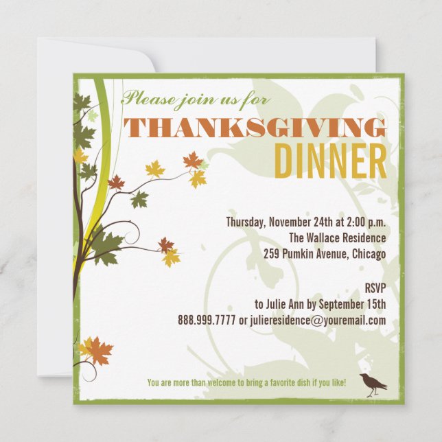 Invitation au dîner de Thanksgiving des Feuilles d (Devant)