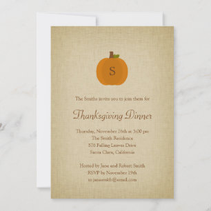 Invitation au dîner de Thanksgiving du Citrouille