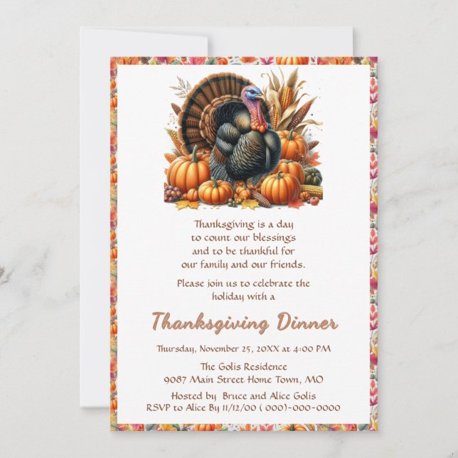 Invitation au dîner de Thanksgiving en famille et  (Devant)