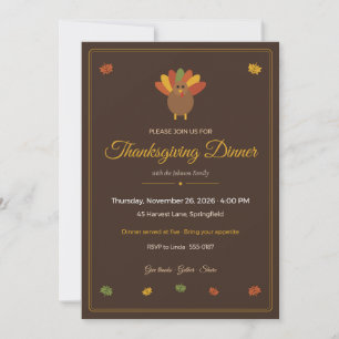 Invitation au dîner de Thanksgiving Famille Dinde