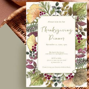 Invitation au dîner de Thanksgiving Feuillage d'au