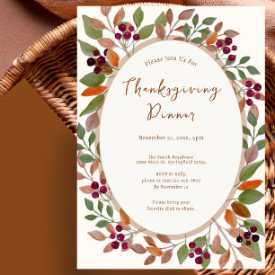 Invitation au dîner de Thanksgiving Feuilles d'aut