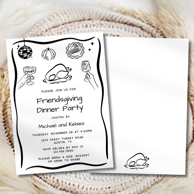 Invitation au dîner de Thanksgiving griffonnée à l (Créateur téléchargé)