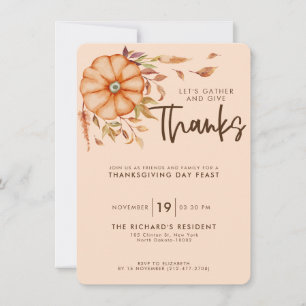 Invitation au dîner de Thanksgiving sur le thème d