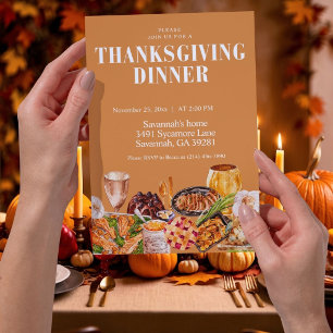 Invitation au dîner de Thanksgiving Table de fêt
