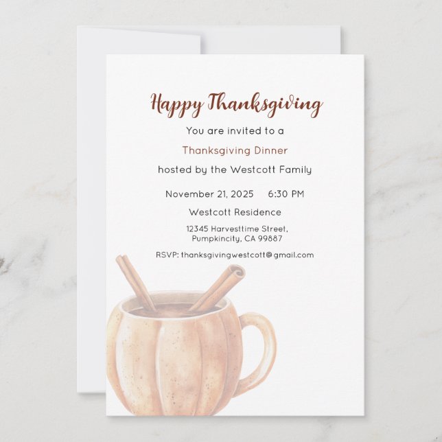 Invitation au dîner de Thanksgiving, Thanksgiving  (Devant)