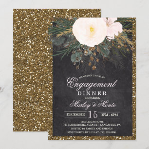 Invitation au dîner d'engagement floral hivernal