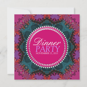 Invitation au dîner des Dames Roses Turquoise Joli