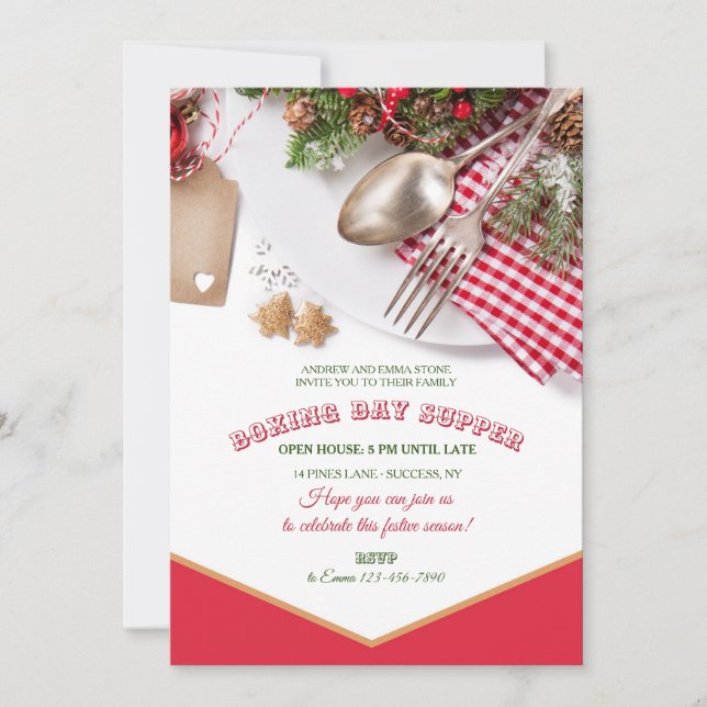 Invitation au dîner du Boxing Day de Noël (Devant)