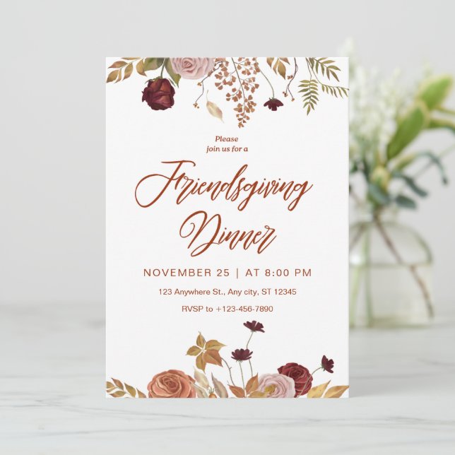 Invitation au dîner esthétique de Friendsgiving fl (Debout devant)