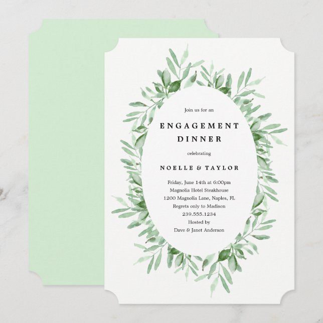 Invitation au dîner Fiançailles feuilleté (Devant / Derrière)