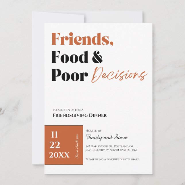 Invitation au dîner Friendsgiving (Devant)