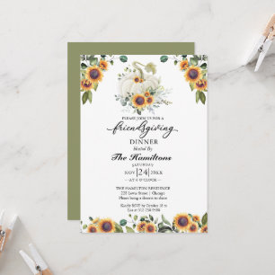 Invitation au dîner Friendsgiving Sunflowers Pumpk