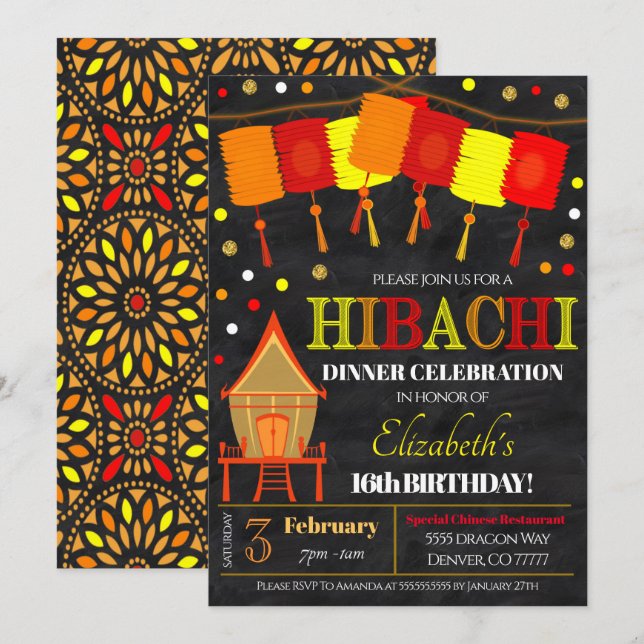Invitation au dîner Hibachi (Devant / Derrière)