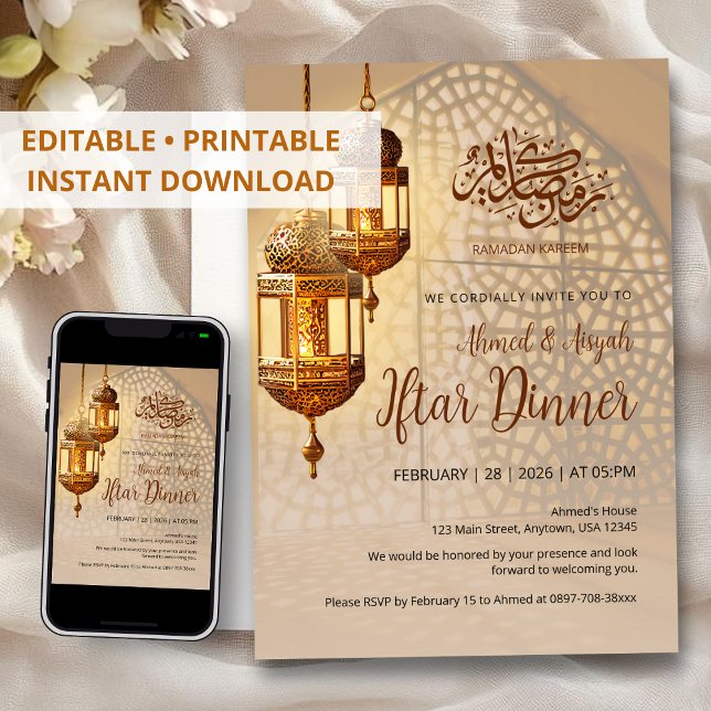 Invitation au dîner Iftar de la Lanterne Dorée Élé (Créateur téléchargé)