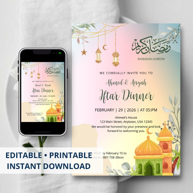 Invitation au dîner Iftar de la mosquée à dégradé  (Créateur téléchargé)