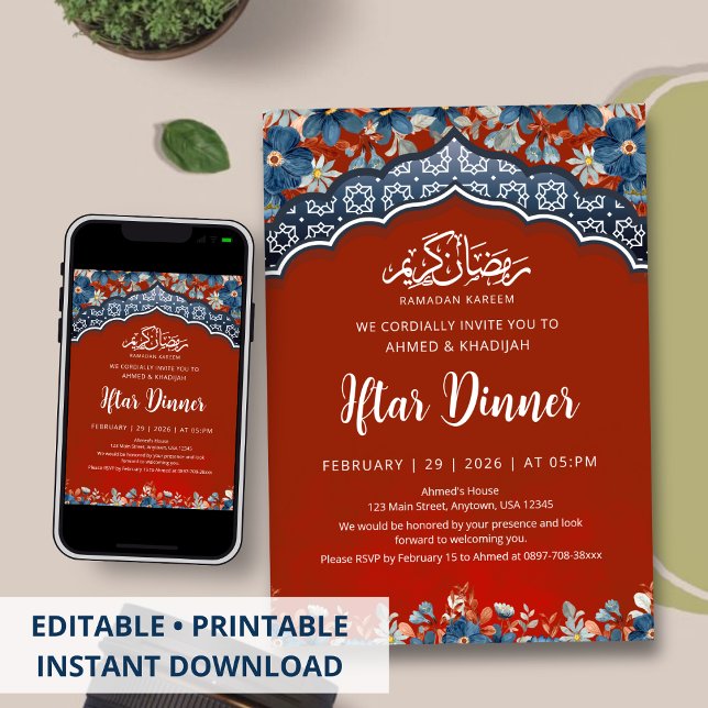 Invitation au dîner Iftar de Ramadan géométrique r (Créateur téléchargé)