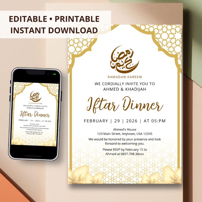 Invitation au dîner Iftar de Ramadan sous une arch (Créateur téléchargé)