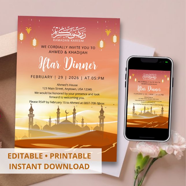 Invitation au dîner Iftar du Ramadan dans le déser (Créateur téléchargé)